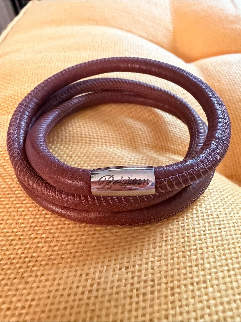 Brighton Woodstock Brown Triple Wrap Leather Bracelet
